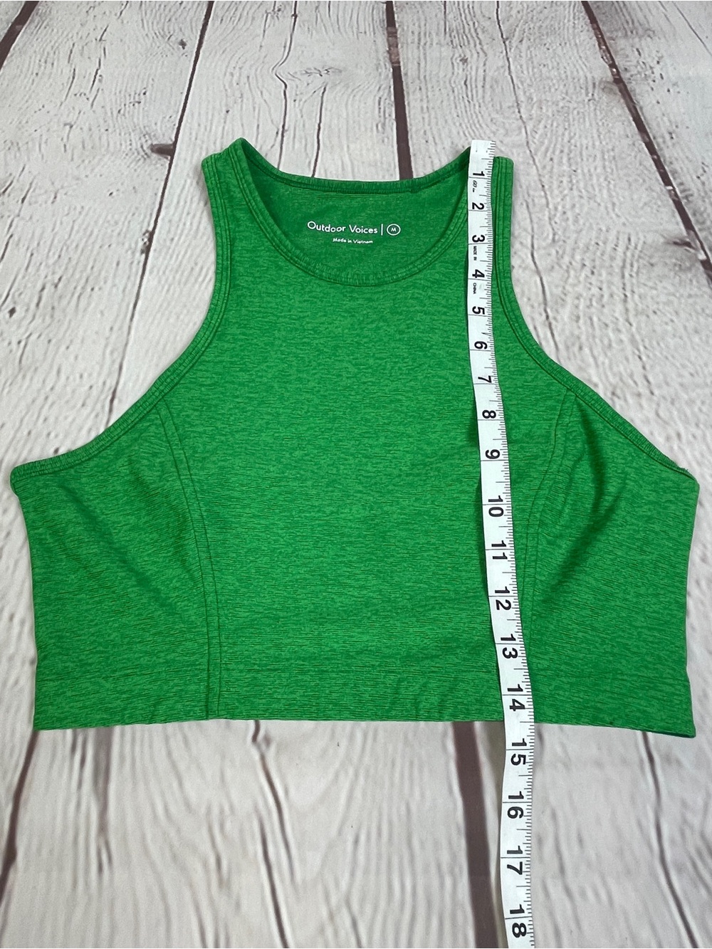 OUTDOOR VOICES Athena green heather high-neck crop tank top, size M - Picture 11 of 11